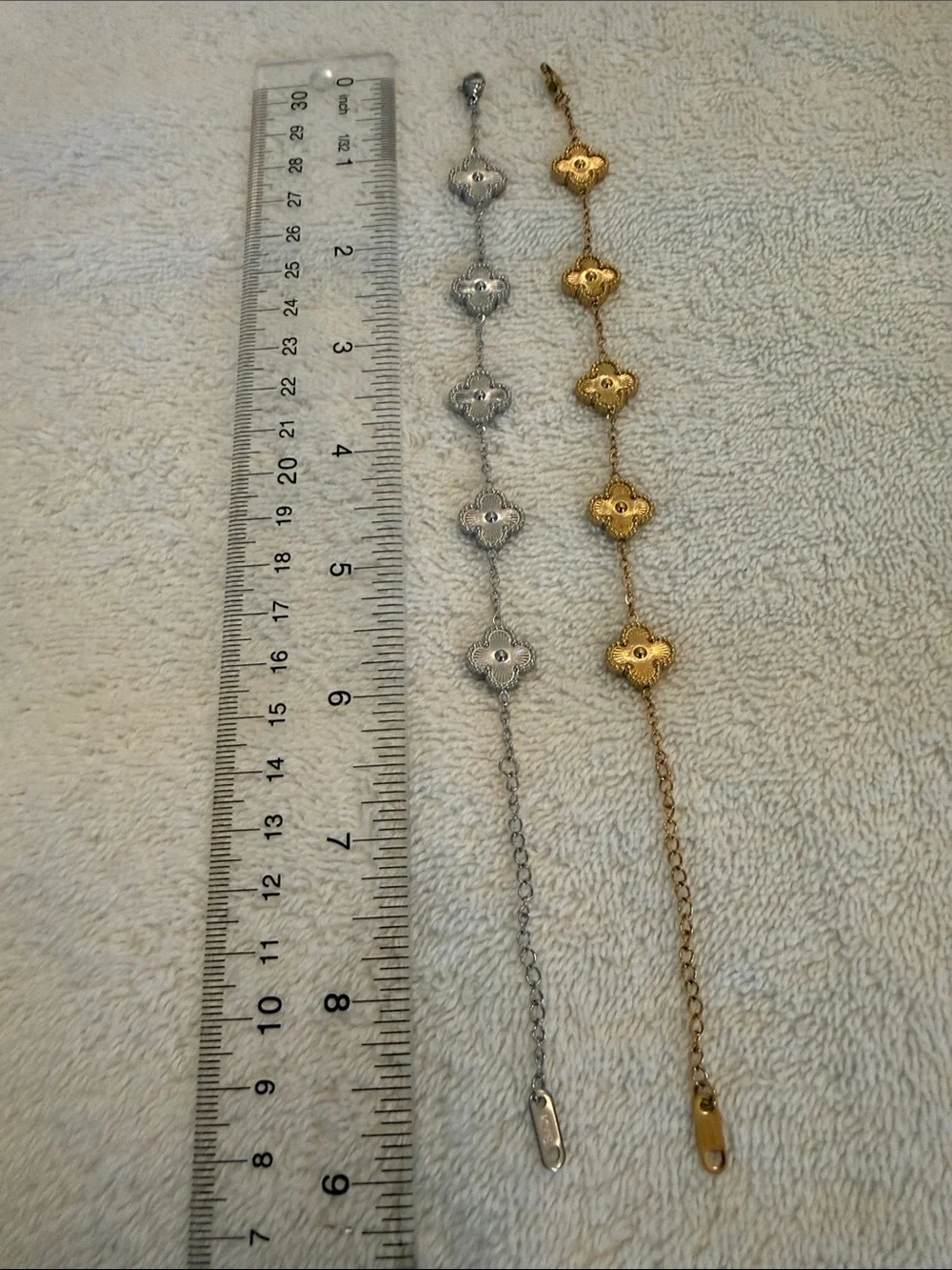 TWO Clover Link Bracelets - Gold & Silver